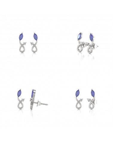 925 Silver Tanzanite Diamonds Earrings ADEN - 2