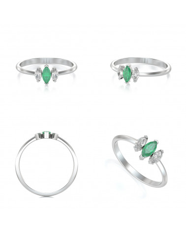 Gold Emerald Diamonds Ring ADEN - 2
