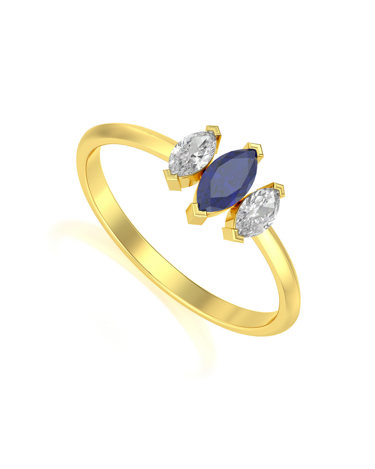 Gold Sapphire Diamonds Ring
