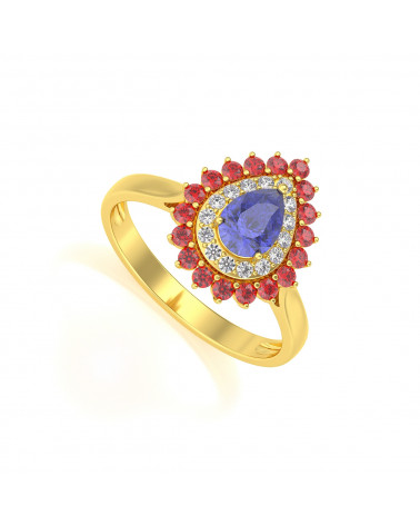 Gold Tanzanite Diamonds Ring ADEN - 1
