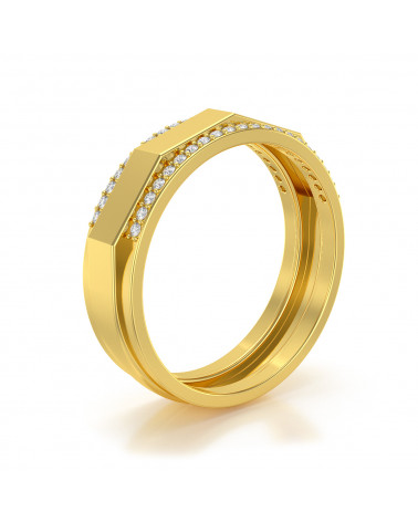 Gold Onyx Diamonds Biker Ring ADEN - 4