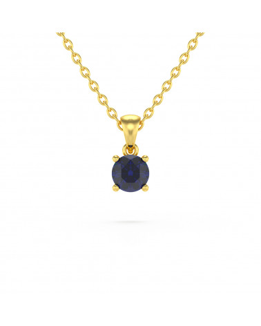 14K Gold Sapphire Necklace Pendant Gold Chain included ADEN - 1