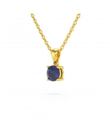 14K Gold Sapphire Necklace Pendant Gold Chain included ADEN - 3