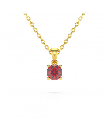 14K Gold Ruby Necklace Pendant Gold Chain included ADEN - 1