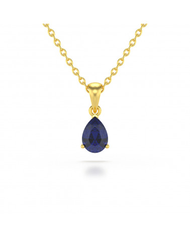 Pendentif Elsa en or jaune serti d'un saphir taille poire
