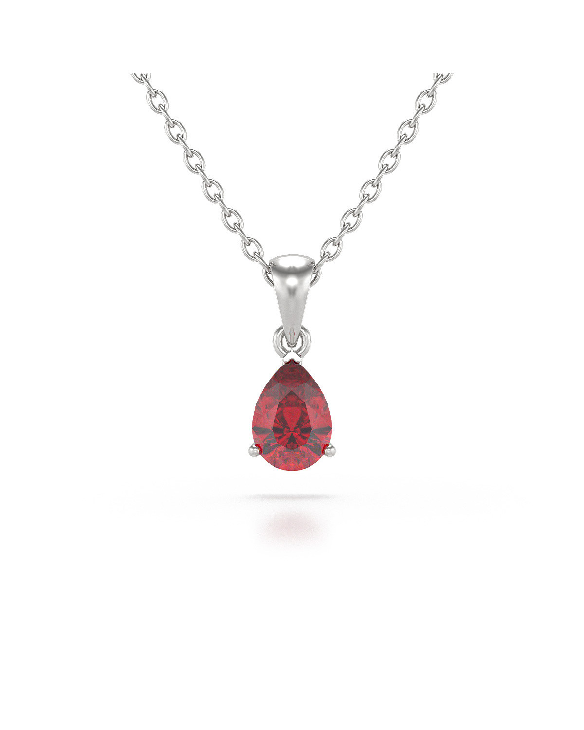 Pendentif Elsa - Or Blanc, Rubis Taille Poire