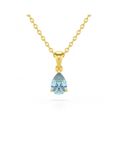 Pendentif Elsa en or jaune serti d'une aigue-marine taille poire