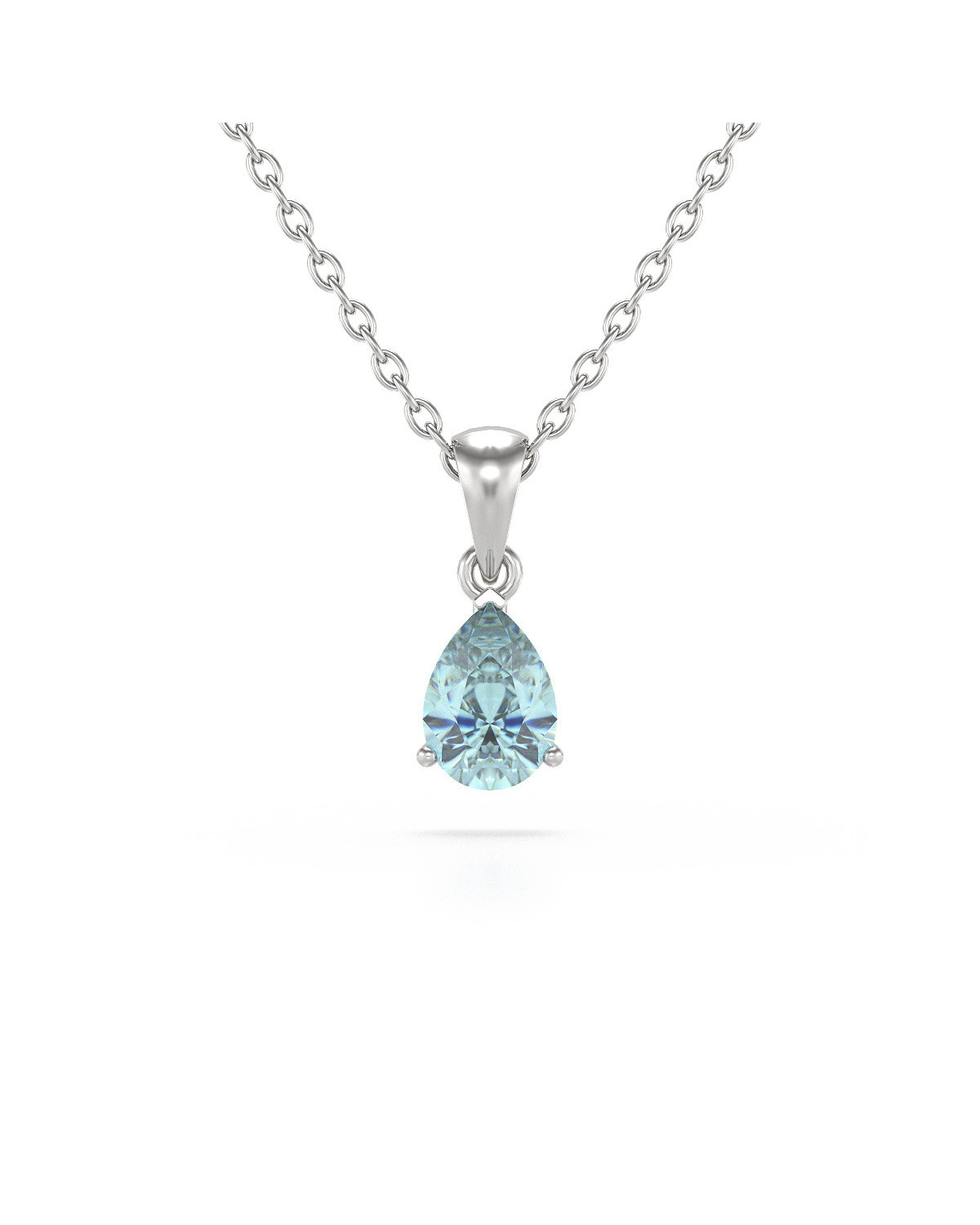 Pendentif Elsa - Or Blanc, Aigue-Marine Taille Poire