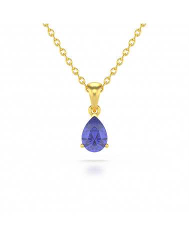 Pendentif Elsa en or jaune serti d'une tanzanite taille poire