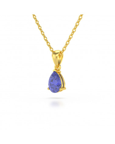 Collar Colgante de Oro Tanzanita y Diamantes Cadena Oro incluida ADEN - 3