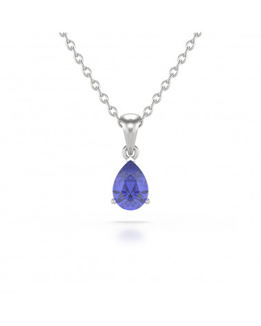 Pendentif Elsa en or blanc serti d'une tanzanite taille poire