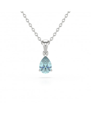 925 Silver Aquamarine Necklace Pendant Chain included ADEN - 1