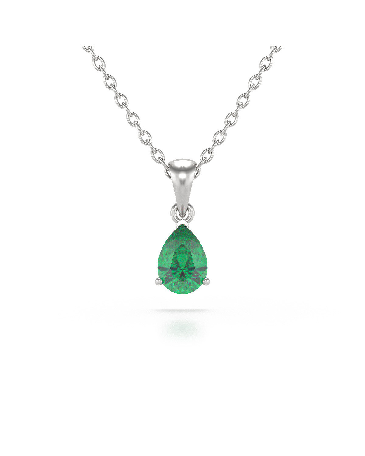 925 Silver Emerald Necklace Pendant Chain included