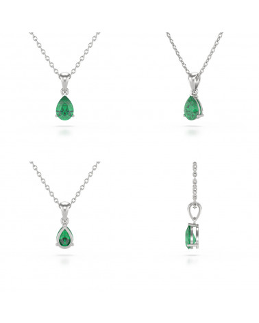 925 Silber Smaragd Halsketten Anhanger Silberkette enthalten ADEN - 2