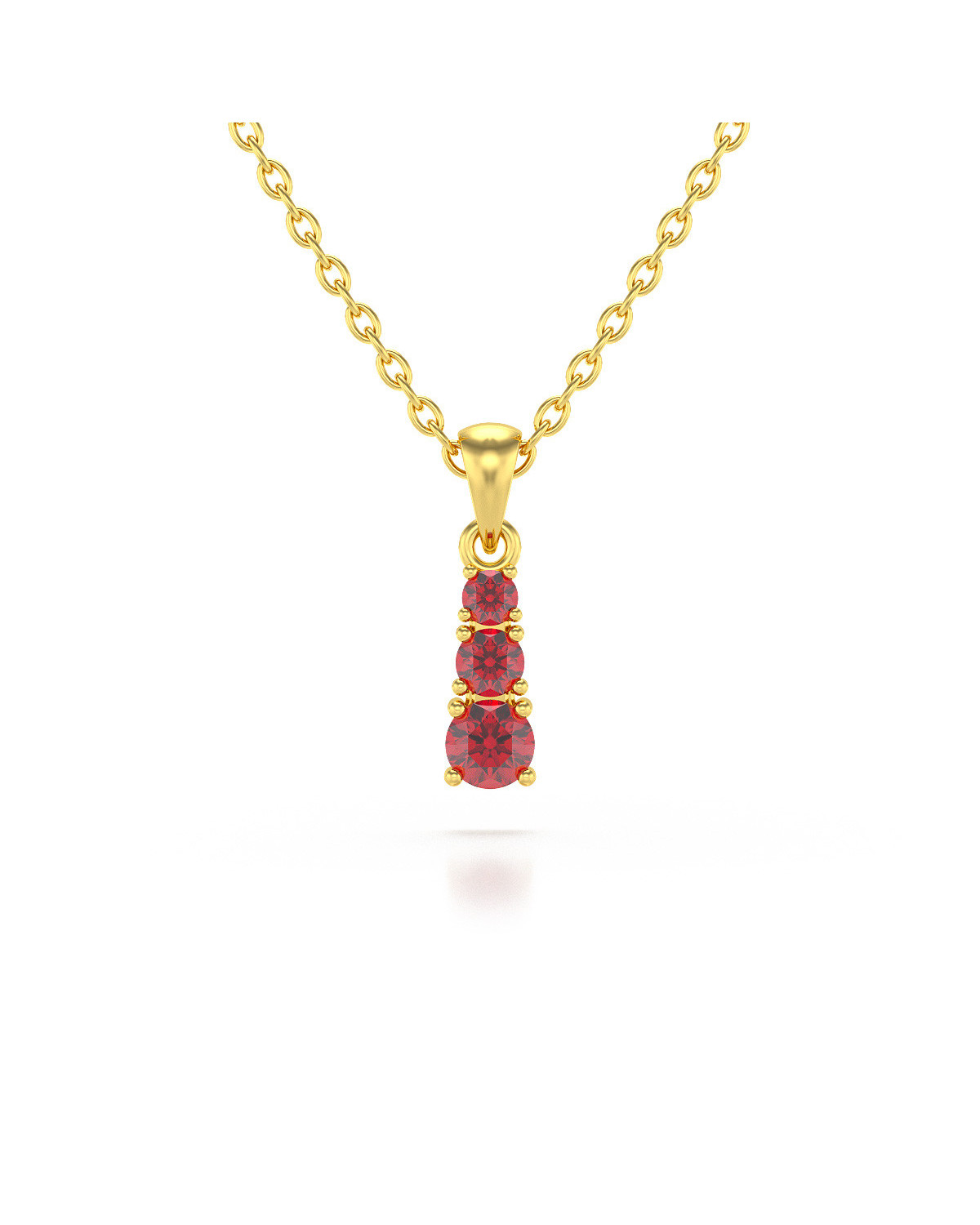 Collier Pendentif Or Jaune Rubis Chaine Or incluse 0.45grs