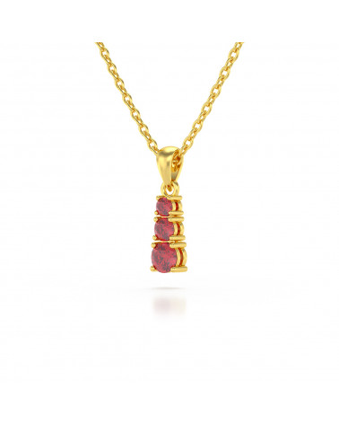 14K Gold Ruby Necklace Pendant Gold Chain included ADEN - 3