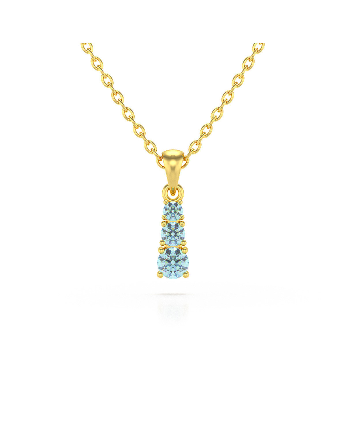 14K Gold Aquamarine Necklace Pendant Gold Chain included