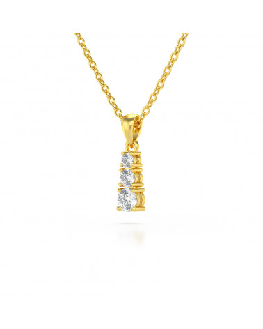 Collar Colgante de Oro 14K Diamante Cadena Oro incluida ADEN - 3