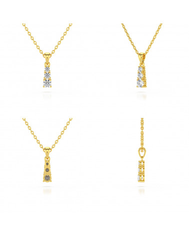 Collar Colgante de Oro 14K Diamante Cadena Oro incluida ADEN - 2
