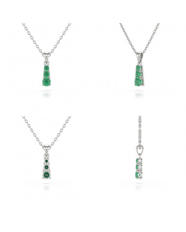 925 Silber Smaragd Halsketten Anhanger Silberkette enthalten ADEN - 2