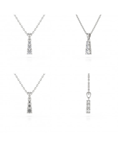 925 Silver Aquamarine Necklace Pendant Chain included ADEN - 2