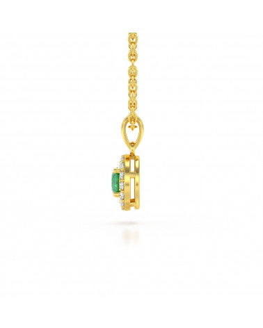 Collar Colgante de Oro 14K Esmeralda y Diamantes Cadena Oro incluida ADEN - 4