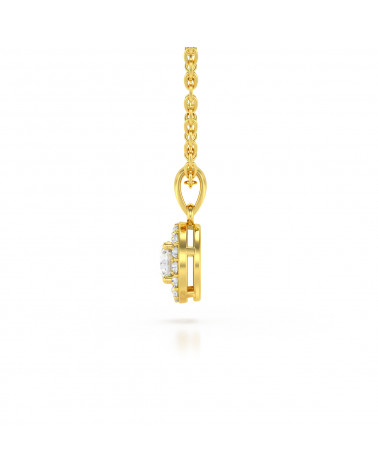 14K Gold Aquamarine Diamonds Necklace Pendant Gold Chain included ADEN - 4