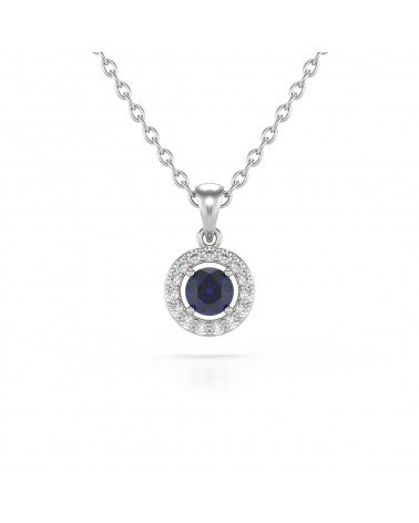 925 Silber Saphir Diamanten Halsketten Anhanger Silberkette enthalten ADEN - 1