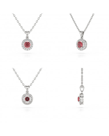 925 Silver Ruby Diamonds Necklace Pendant Chain included ADEN - 2