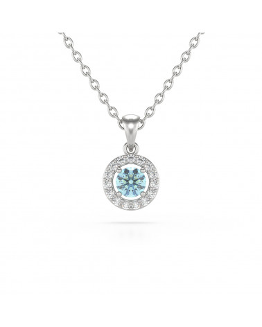 Collar halo de oro sólido de 14k para mujeres Collar de zafiro azul diamante natural Joyería Collares Collares con charms Collar de oro de 14 quilates 