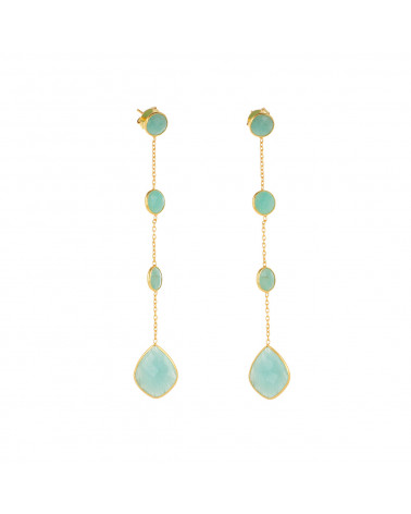 Gold Plated 925 Sterling Silver Amazonite Earrings ADEN - 1