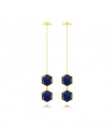 Gold Plated 925 Sterling Silver Lapis-lazuli Earrings