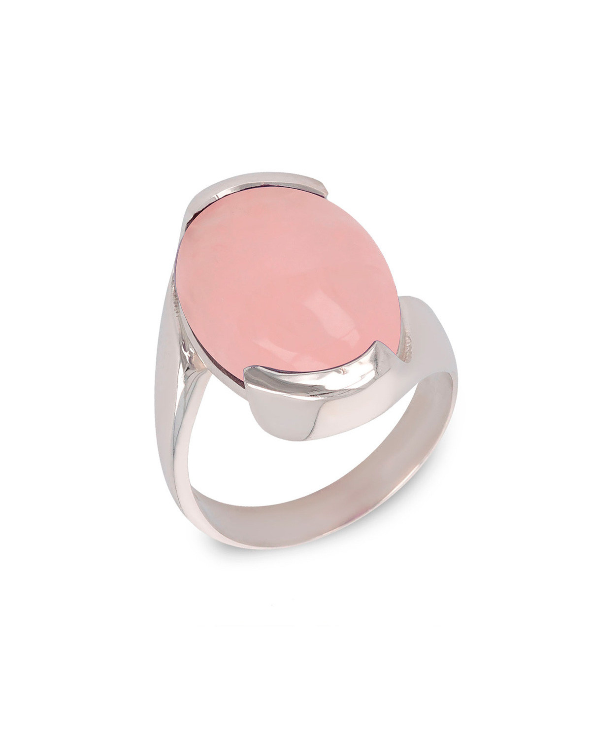 925 Sterling Silver Pink Quartz Oval Shape Ring