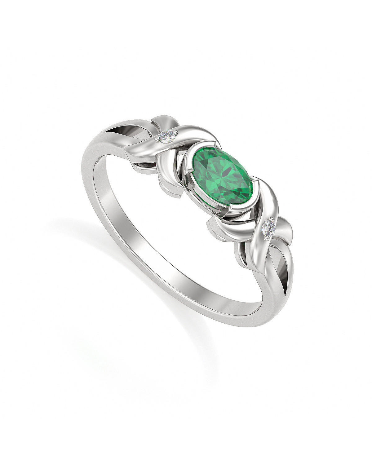 925 Sterling Silver Emerald ring