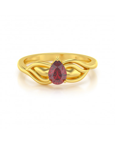 Bague Solitaire Or Jaune Rubis 1.92grs