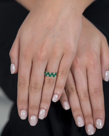 Gold Emerald Diamonds Ring 1.32grs