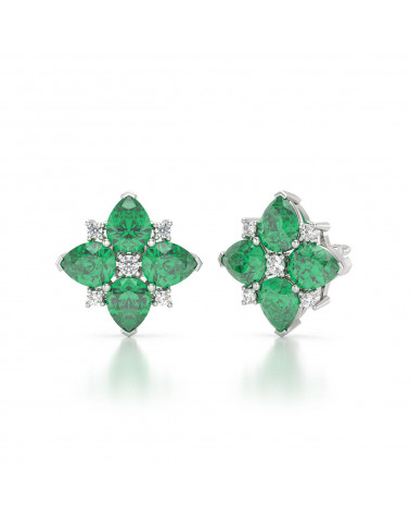 Orecchini in Smeraldo Diamanti Argento 925