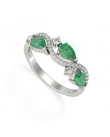 925 Silver Emerald Diamonds...