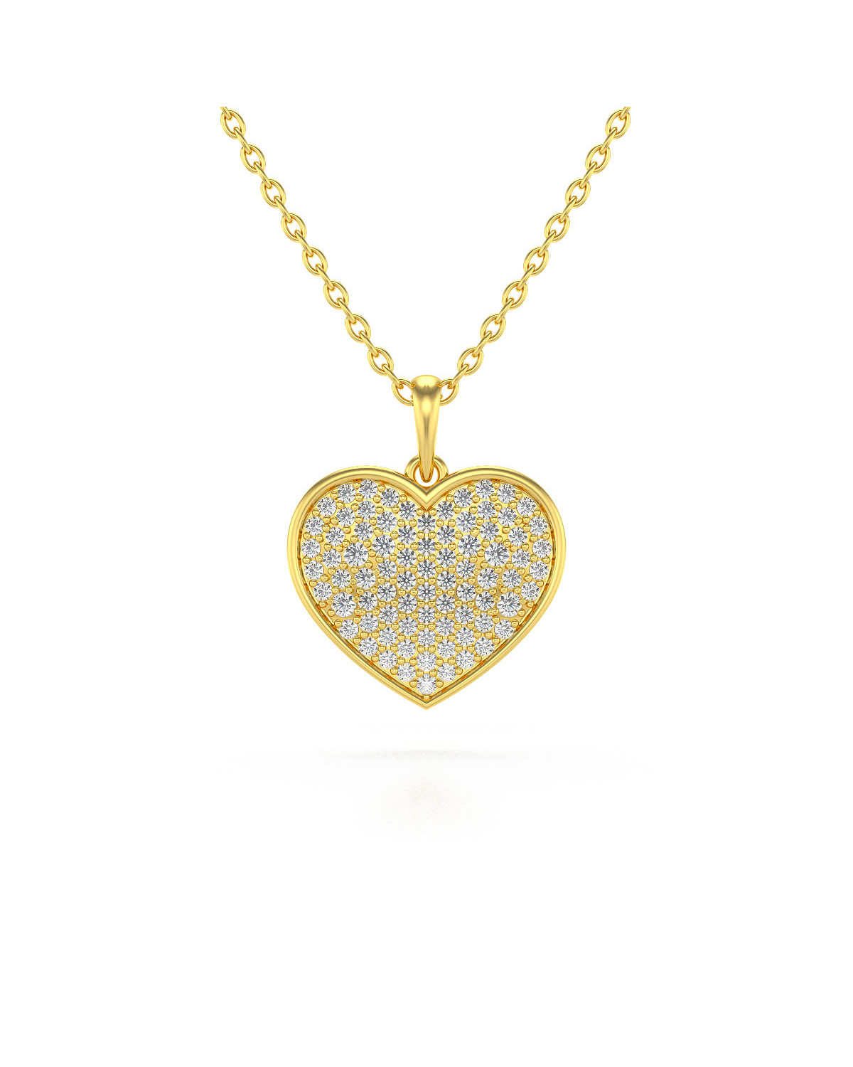 Collier Pendentif Coeur Or Jaune Diamant Chaine Or offerte 1.862grs
