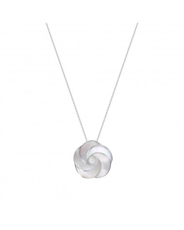 Pendentif Argent 925 en Nacre Blanche fleur en spirale