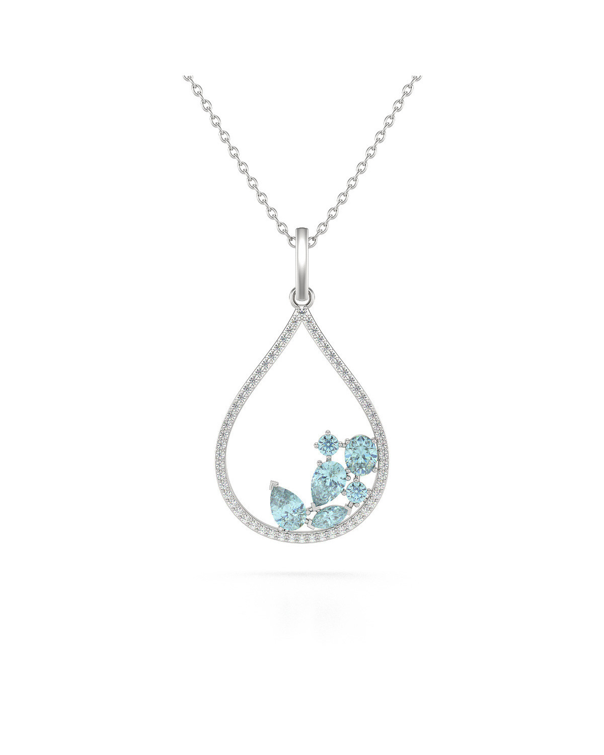 925 Silber Aquamarin Diamanten Halsketten Anhanger Silberkette enthalten