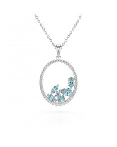 925 Silber Aquamarin Diamanten Halsketten Anhanger Silberkette enthalten
