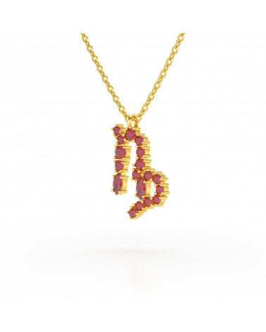 14K Gold Ruby Necklace Pendant Gold Chain included
