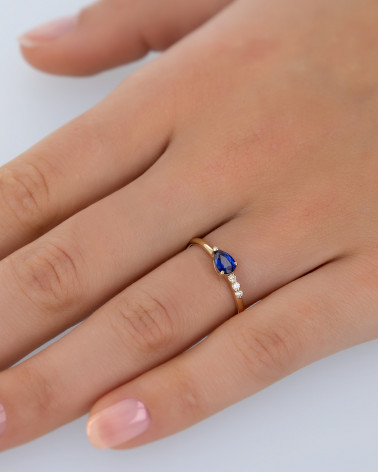 Gold Sapphire Diamonds Ring 1.176grs