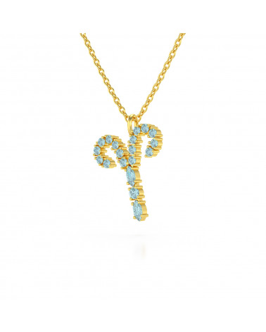 14K Gold Aquamarin Halsketten Anhanger Goldkette enthalten
