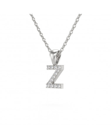 Collier Pendentif Lettre Z Diamant Chaine Argent 925 incluse 0.72grs