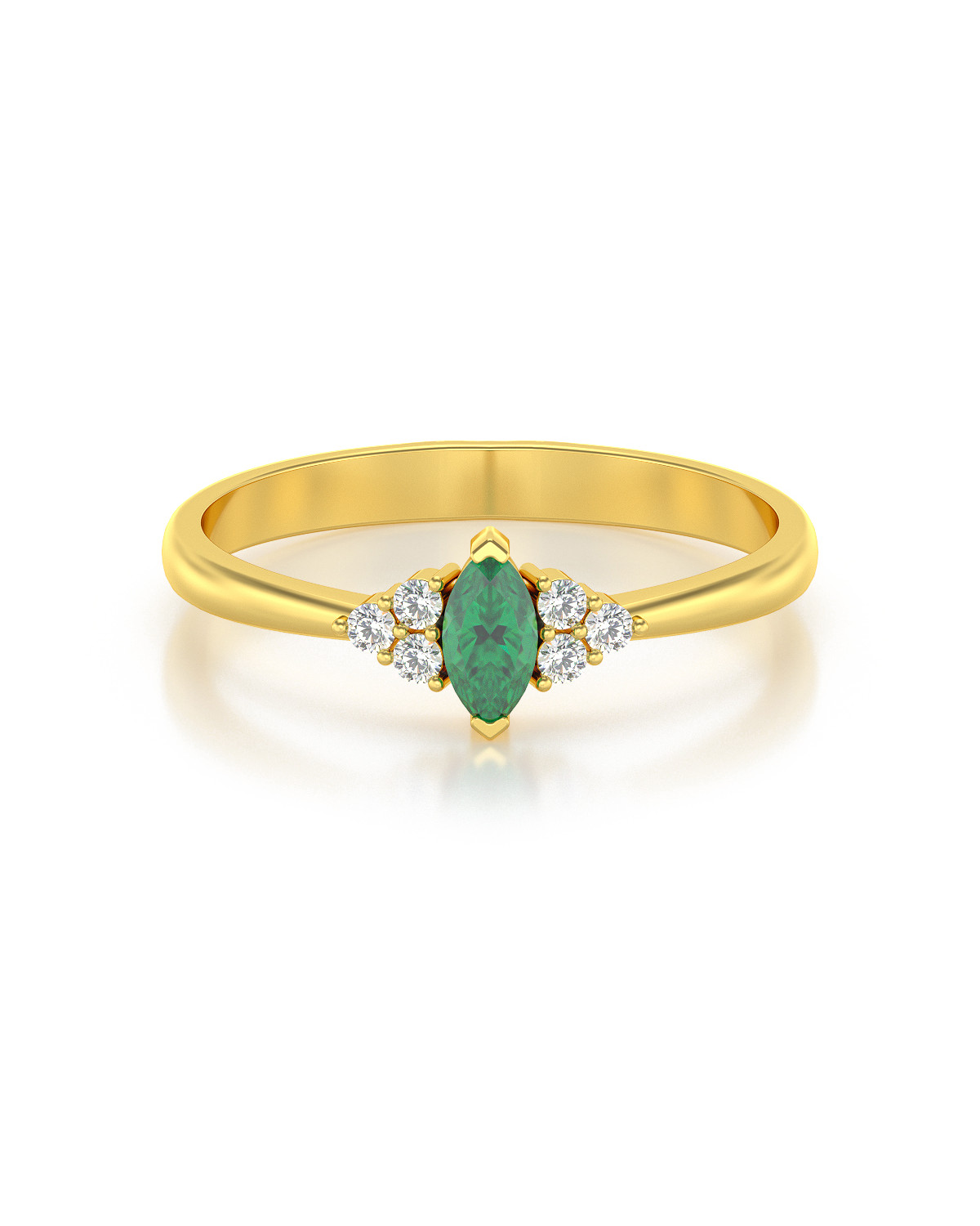 Anello Smeraldo Marquise Oro Giallo Diamanti - Collezione Abril