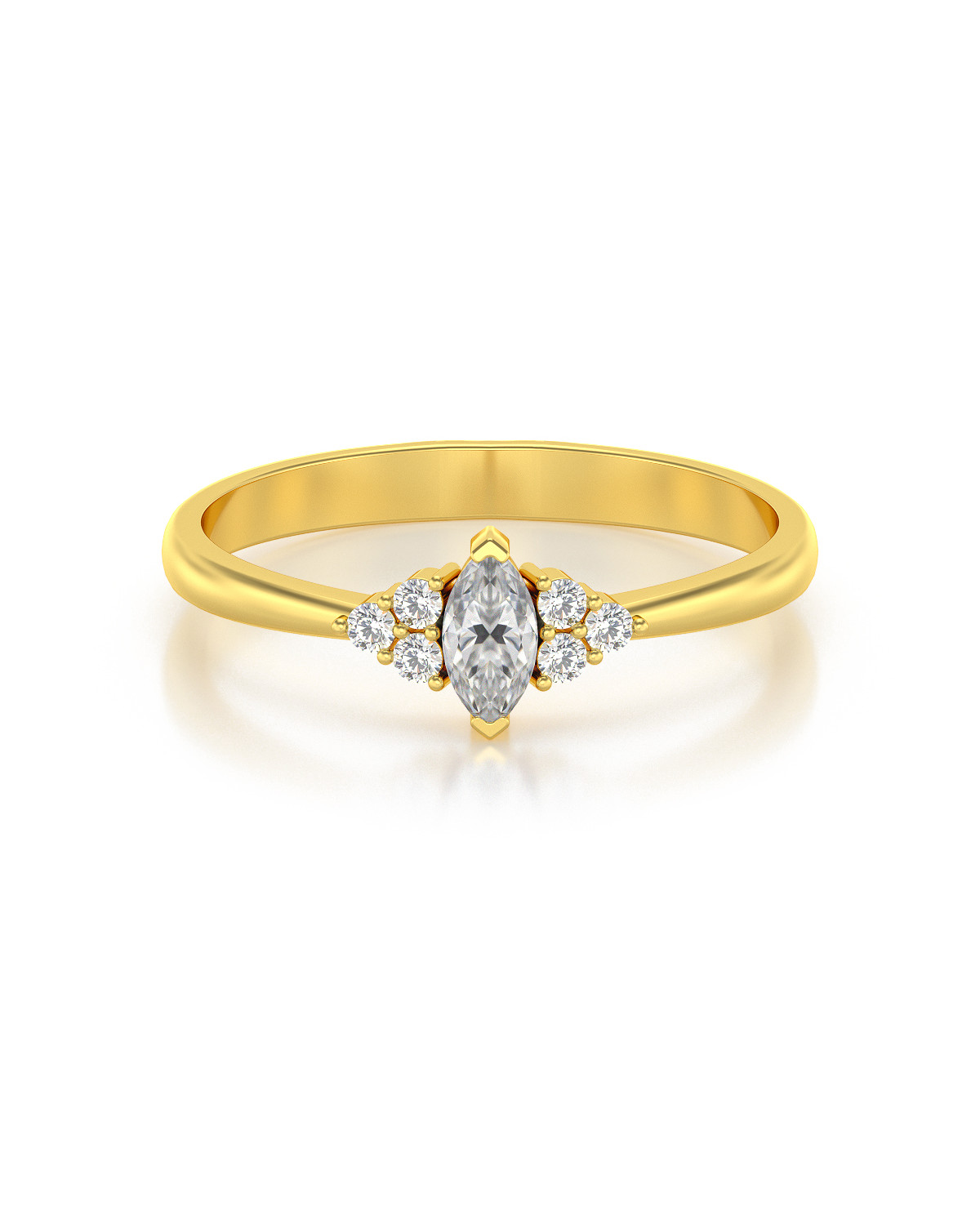 Bague Or 750 Jaune Moissanite et Diamants 2.1grs