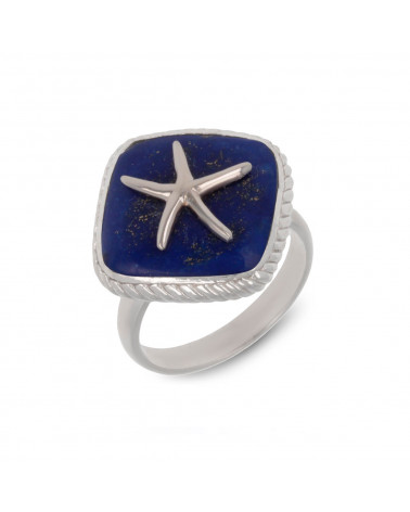 925 Sterlingsilber Lapis Lazuli Seestern Ringe