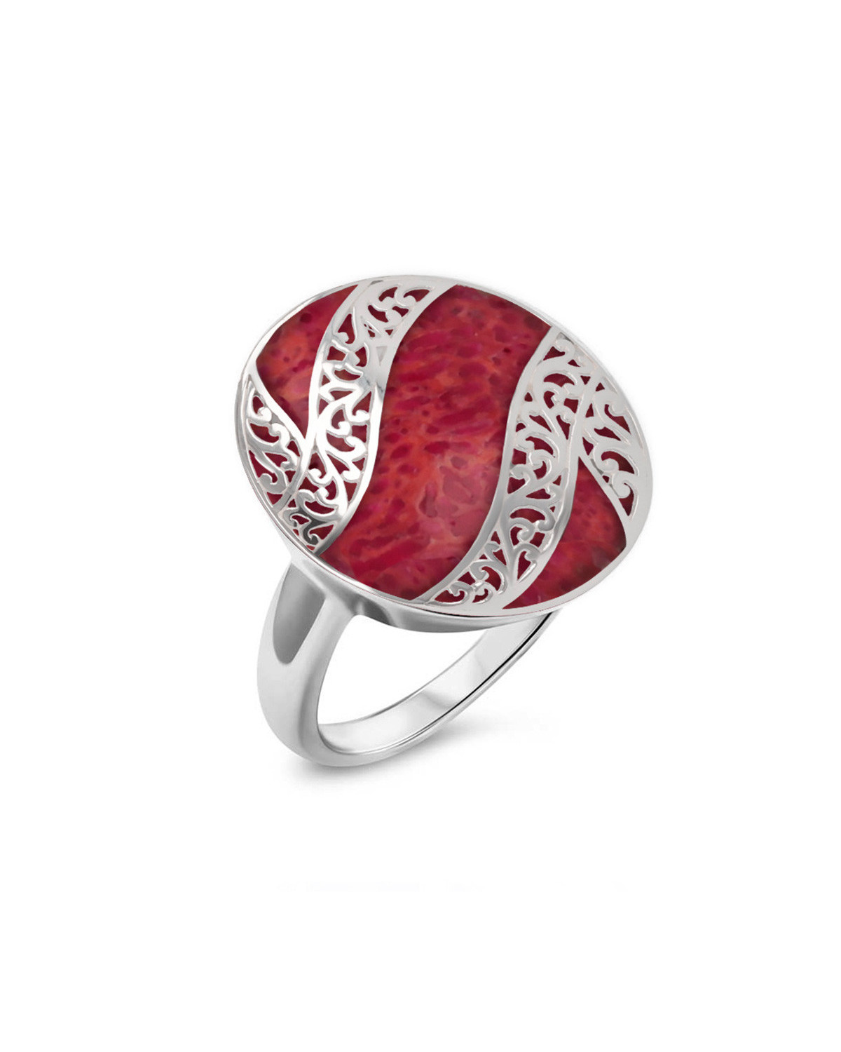 Anelli Corallo Forma Ovale Argento Massiccio 925